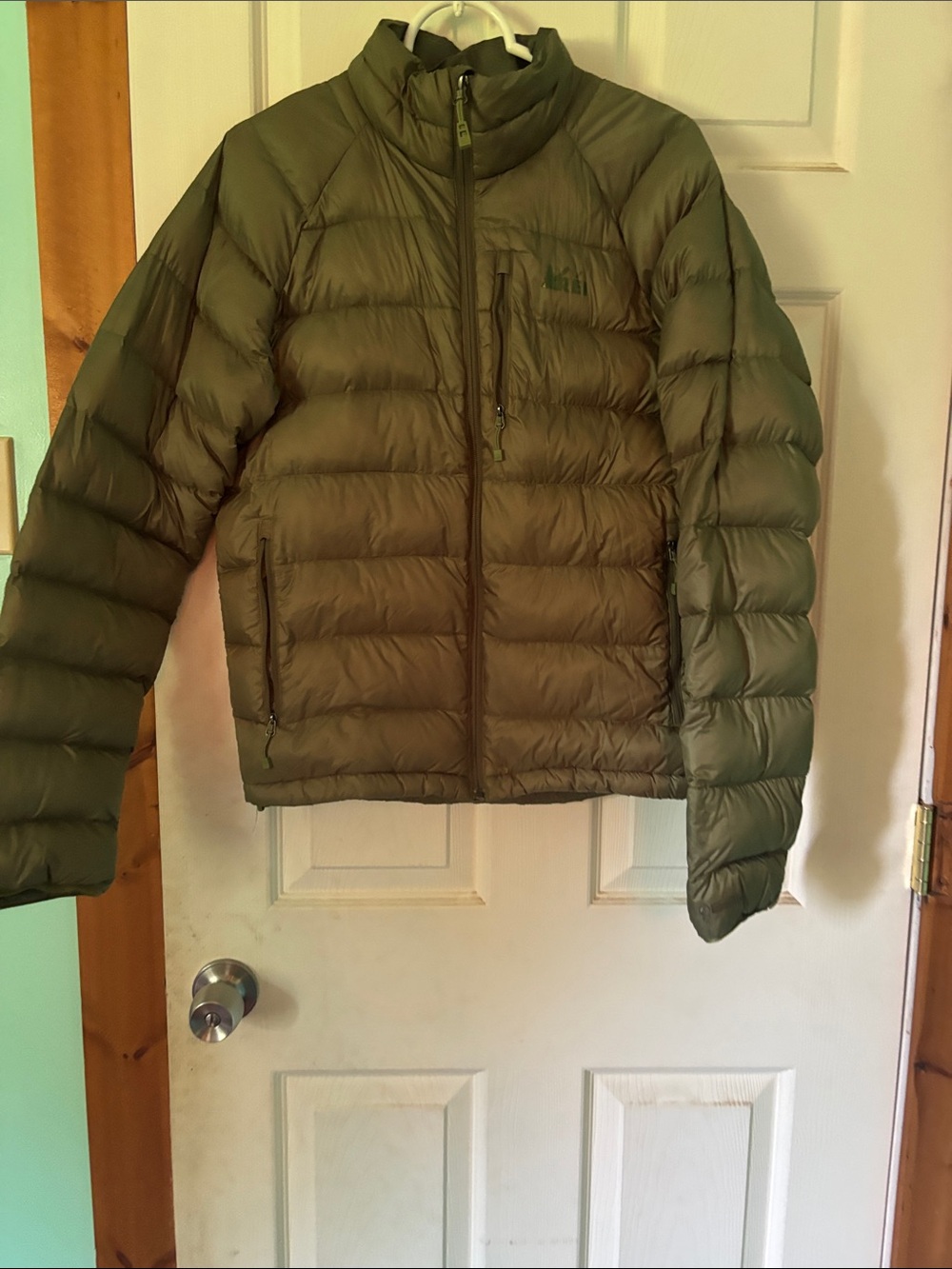 REI Olive Green Men’s Down Puffer Jacket